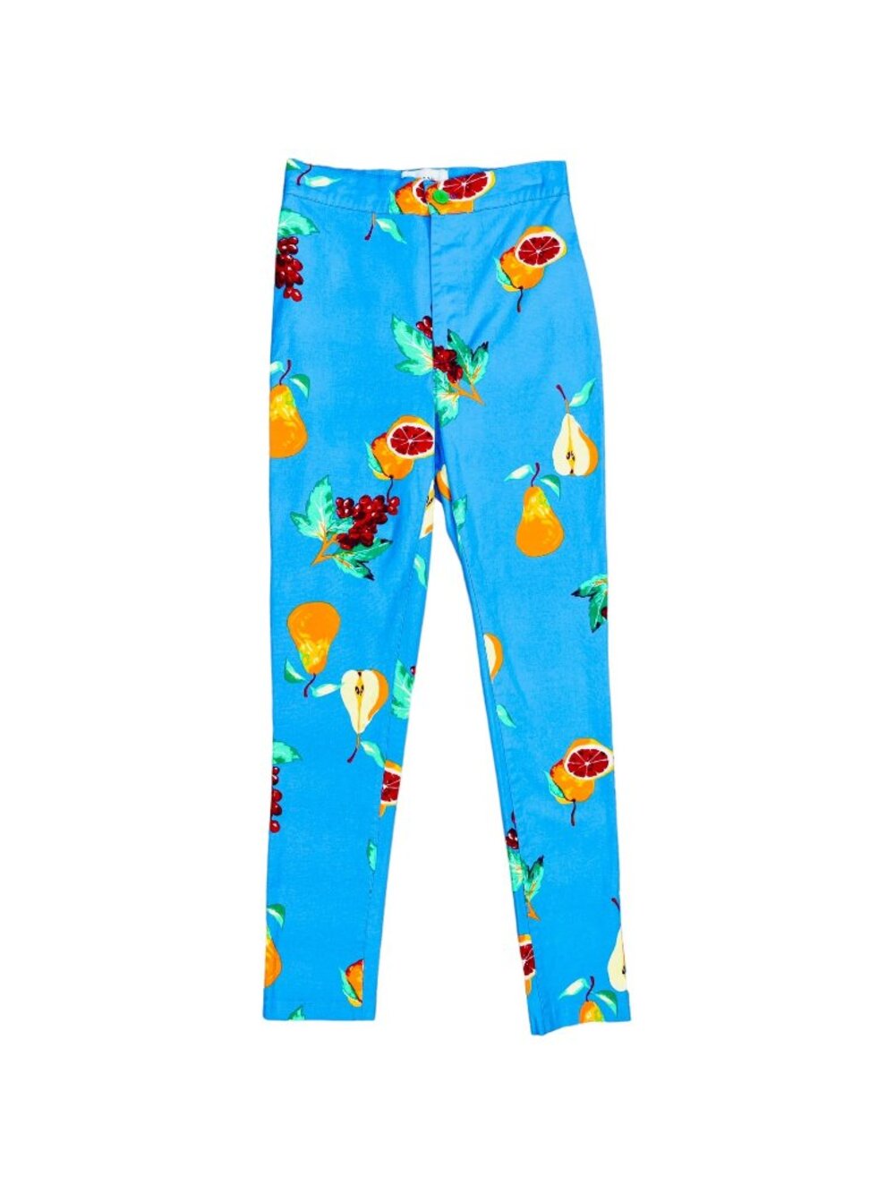 Urban Outfitters Ingrid High Waisted Blue Fruit Print Stretch Pinup Pants 2